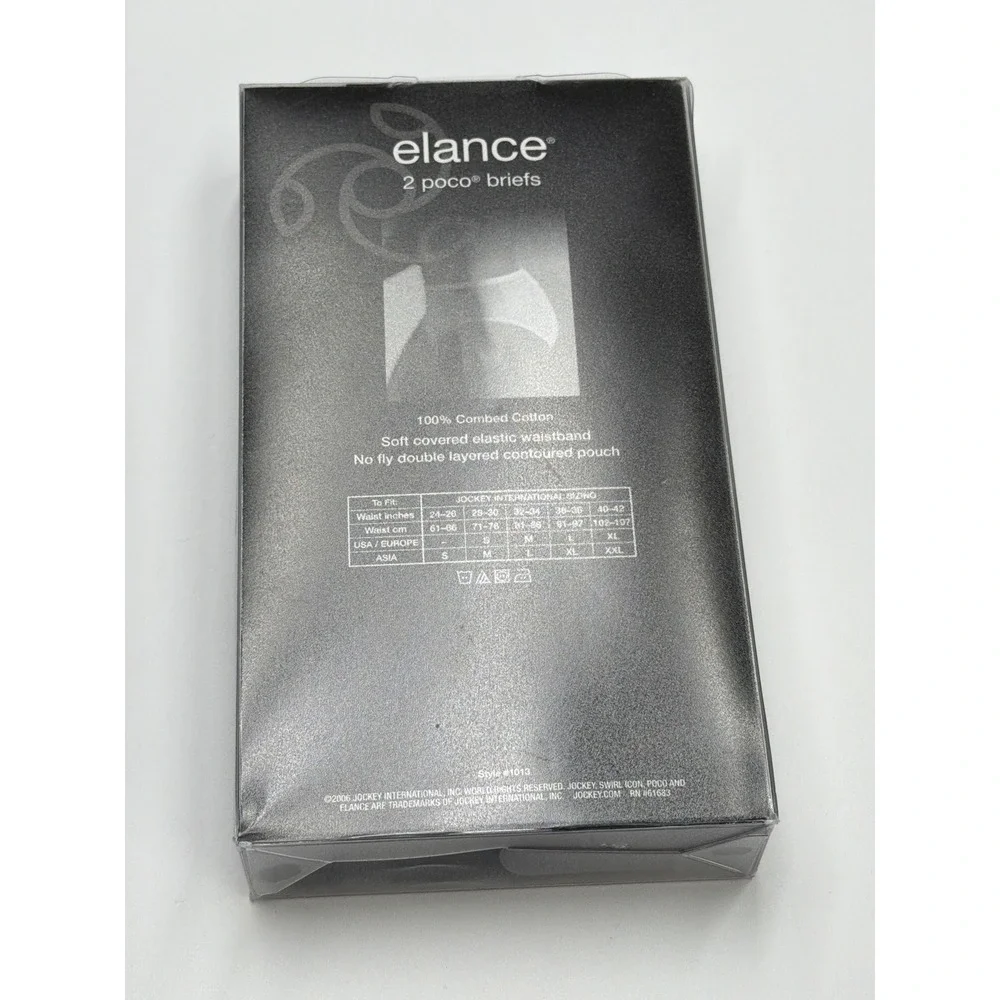 Jockey Elance‎ 2 Poco Briefs Black Mens Size XL Combed Cotton Comfort Pouch